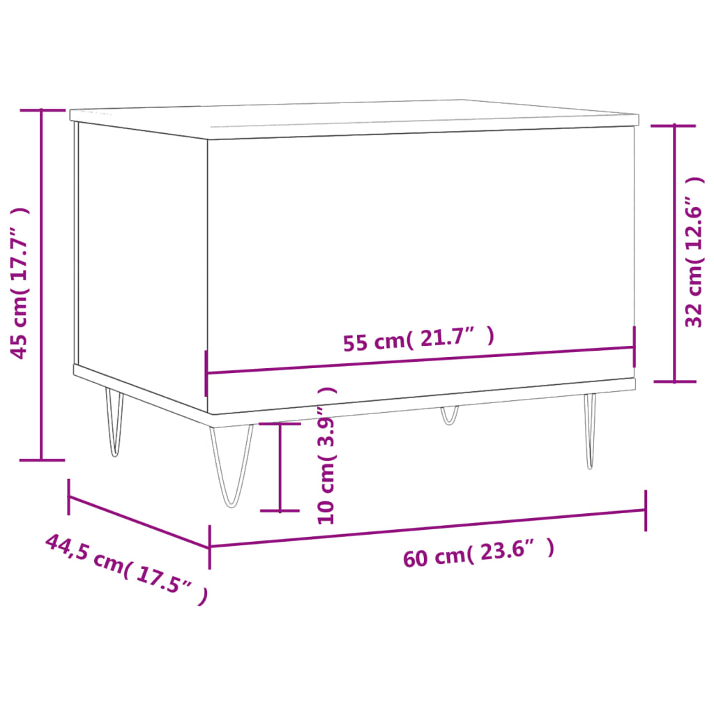 Tavolino da Salotto Bianco 60x44,5x45 cm in Legno Multistrato