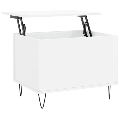 Tavolino Salotto Bianco Lucido 60x44,5x45 cm Legno Multistrato