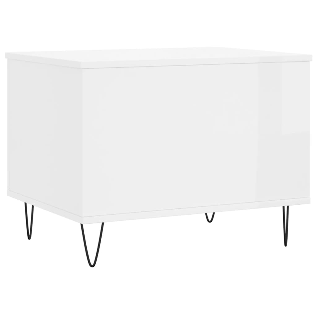 Tavolino Salotto Bianco Lucido 60x44,5x45 cm Legno Multistrato