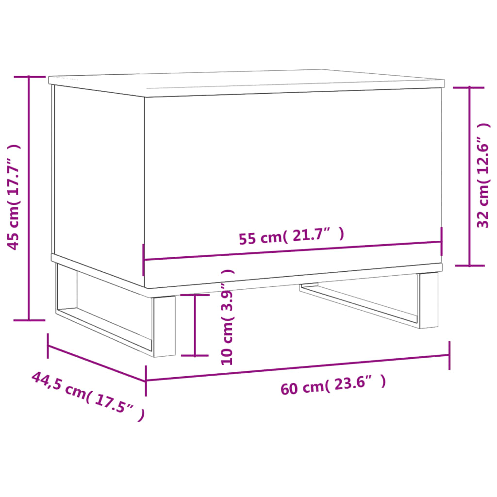 Tavolino da Salotto Bianco 60x44,5x45 cm in Legno Multistrato