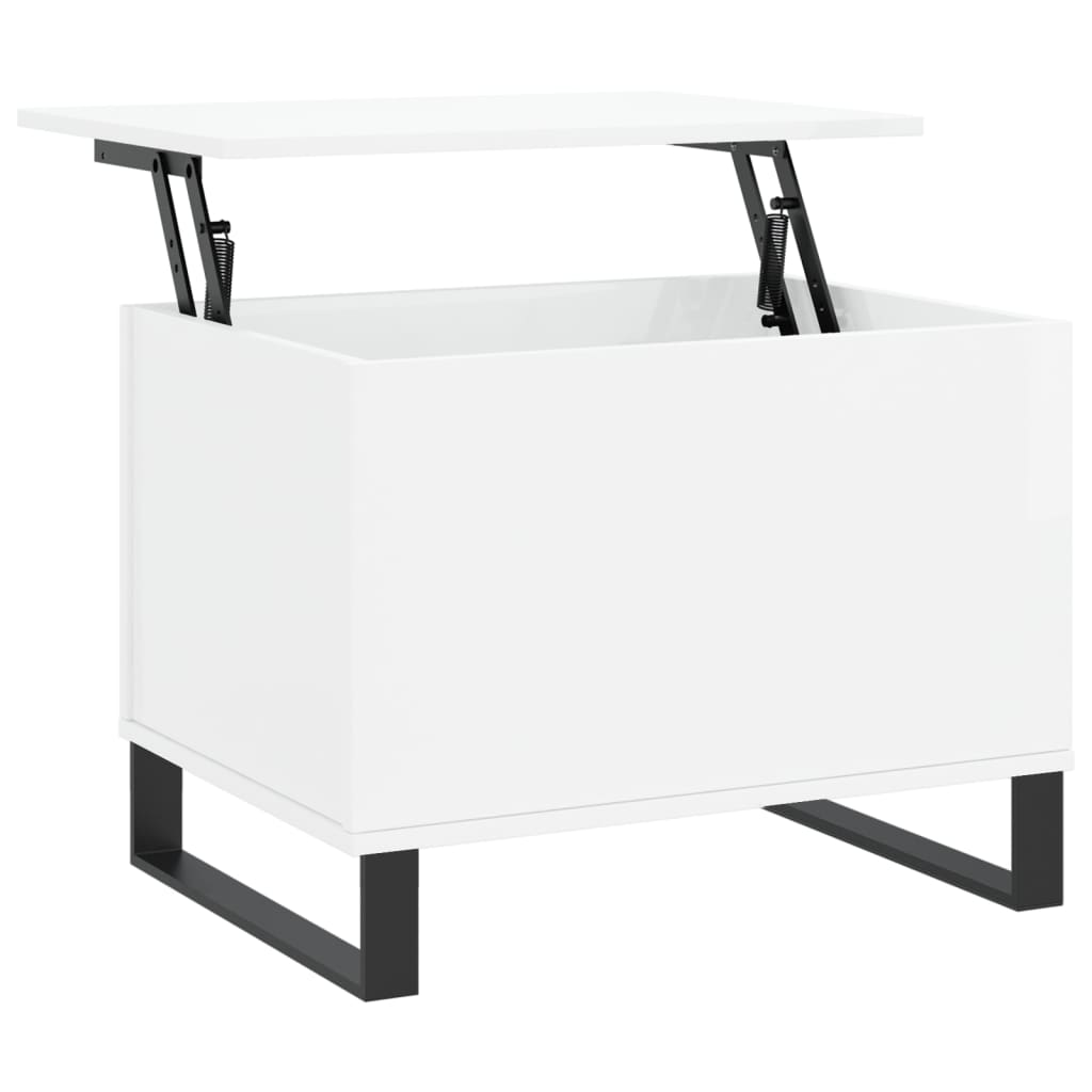 Tavolino Salotto Bianco Lucido 60x44,5x45 cm Legno Multistrato