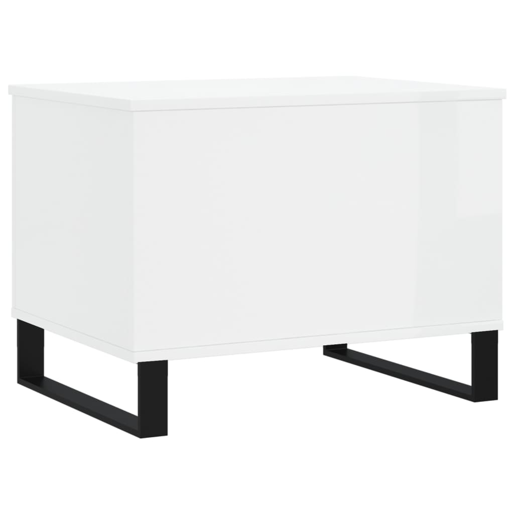 Tavolino Salotto Bianco Lucido 60x44,5x45 cm Legno Multistrato