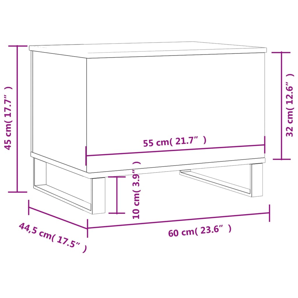 Tavolino Salotto Bianco Lucido 60x44,5x45 cm Legno Multistrato