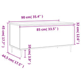 Tavolino da Salotto Bianco 90x44,5x45 cm in Legno Multistrato