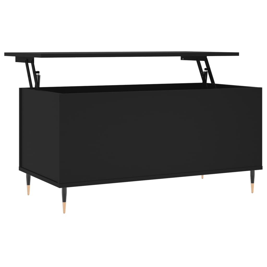 Tavolino da Salotto Nero 90x44,5x45 cm in Legno Multistrato