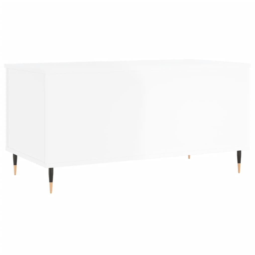 Tavolino Salotto Bianco Lucido 90x44,5x45 cm Legno Multistrato