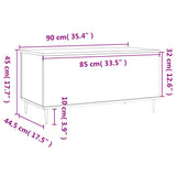 Tavolino Salotto Bianco Lucido 90x44,5x45 cm Legno Multistrato