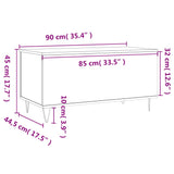 Tavolino da Salotto Bianco 90x44,5x45 cm in Legno Multistrato