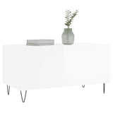 Tavolino Salotto Bianco Lucido 90x44,5x45 cm Legno Multistrato