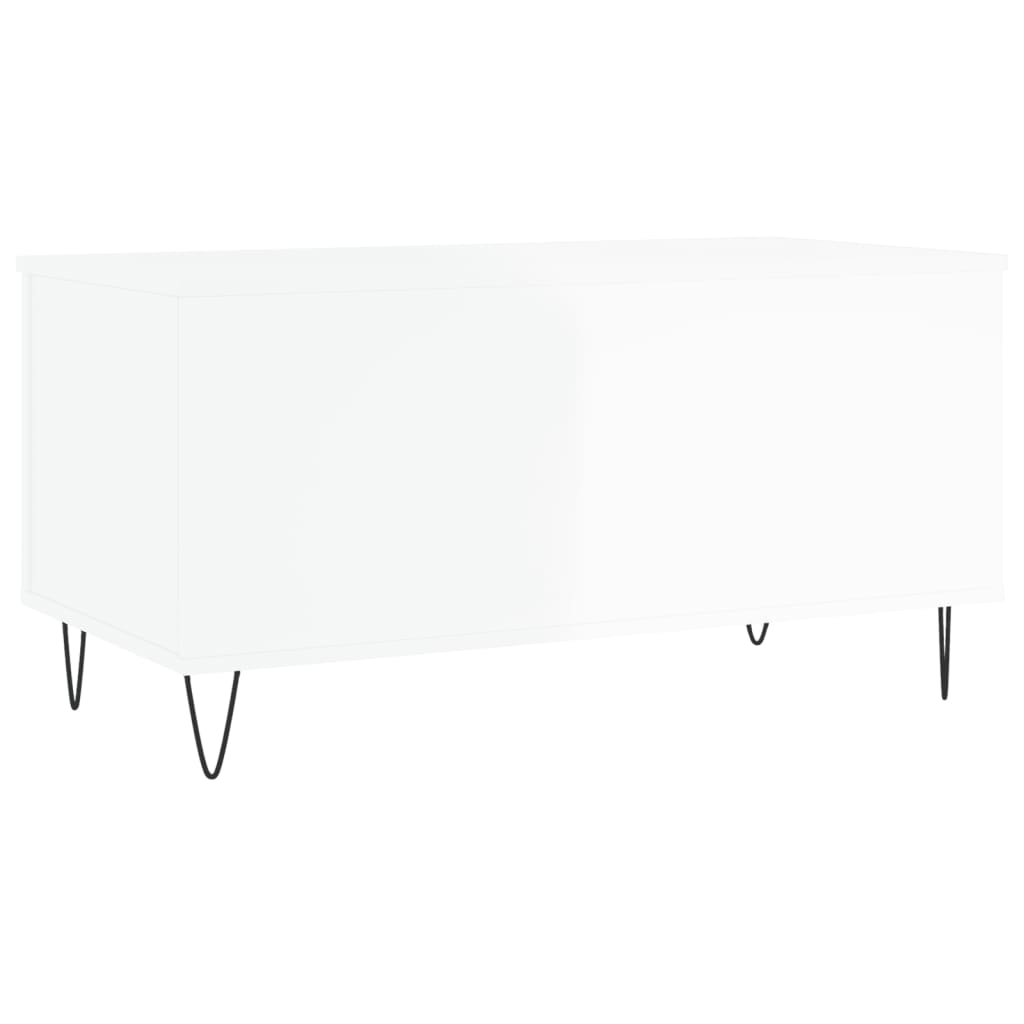 Tavolino Salotto Bianco Lucido 90x44,5x45 cm Legno Multistrato