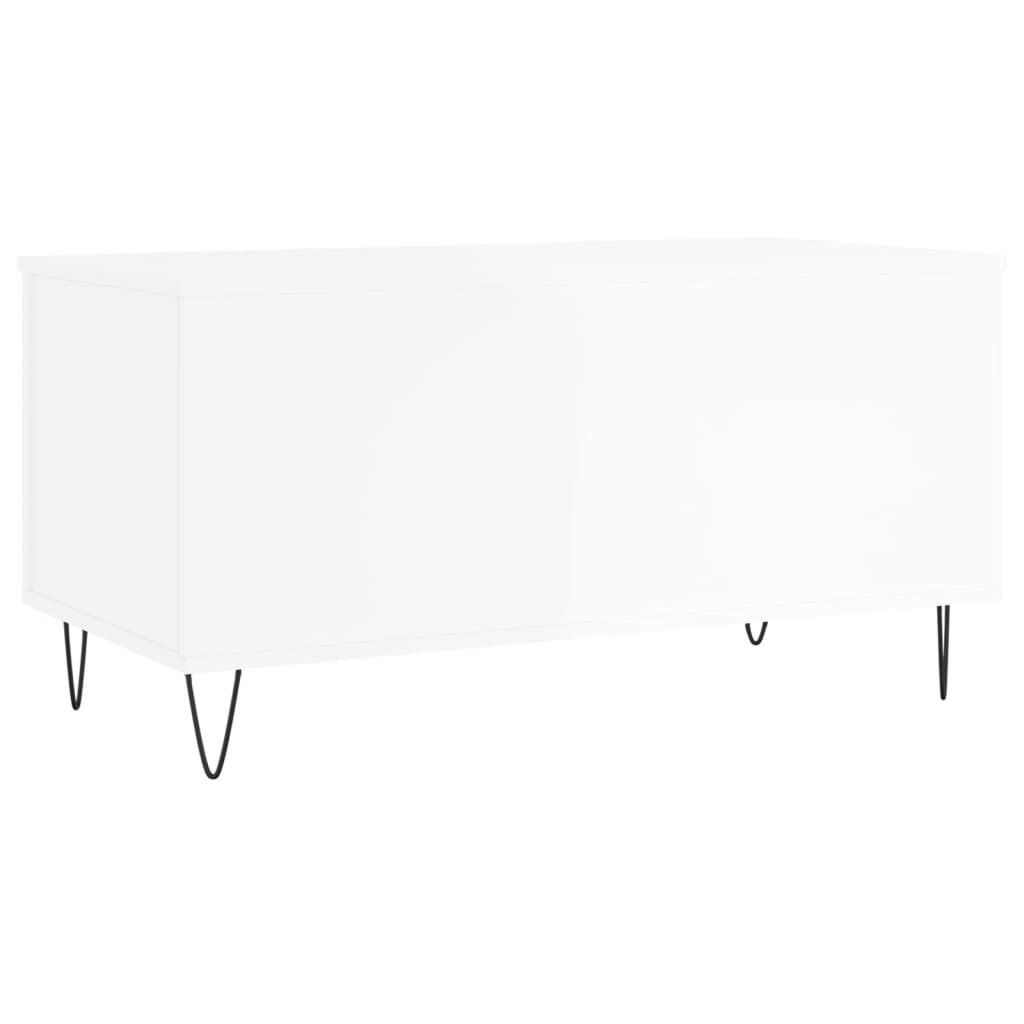 Tavolino Salotto Bianco Lucido 90x44,5x45 cm Legno Multistrato