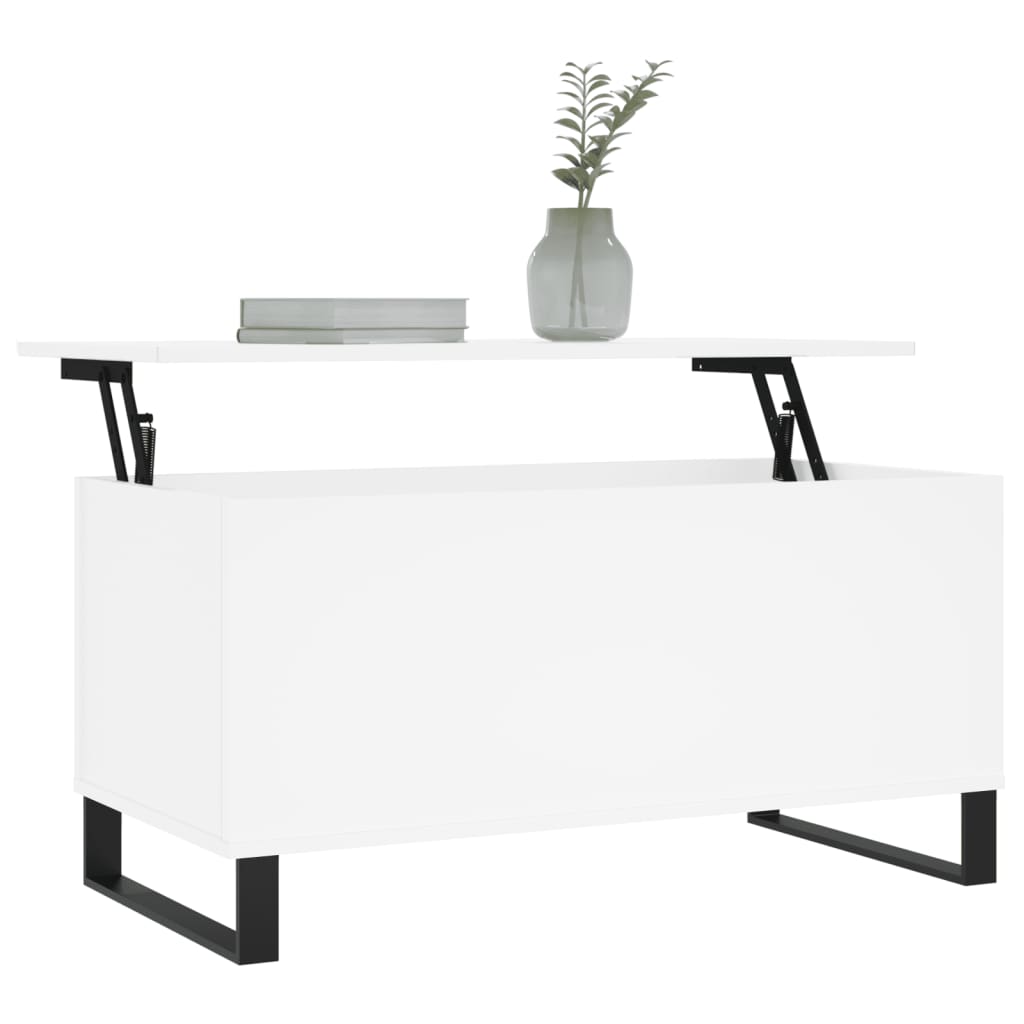 Tavolino da Salotto Bianco 90x44,5x45 cm in Legno Multistrato