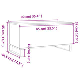 Tavolino da Salotto Bianco 90x44,5x45 cm in Legno Multistrato