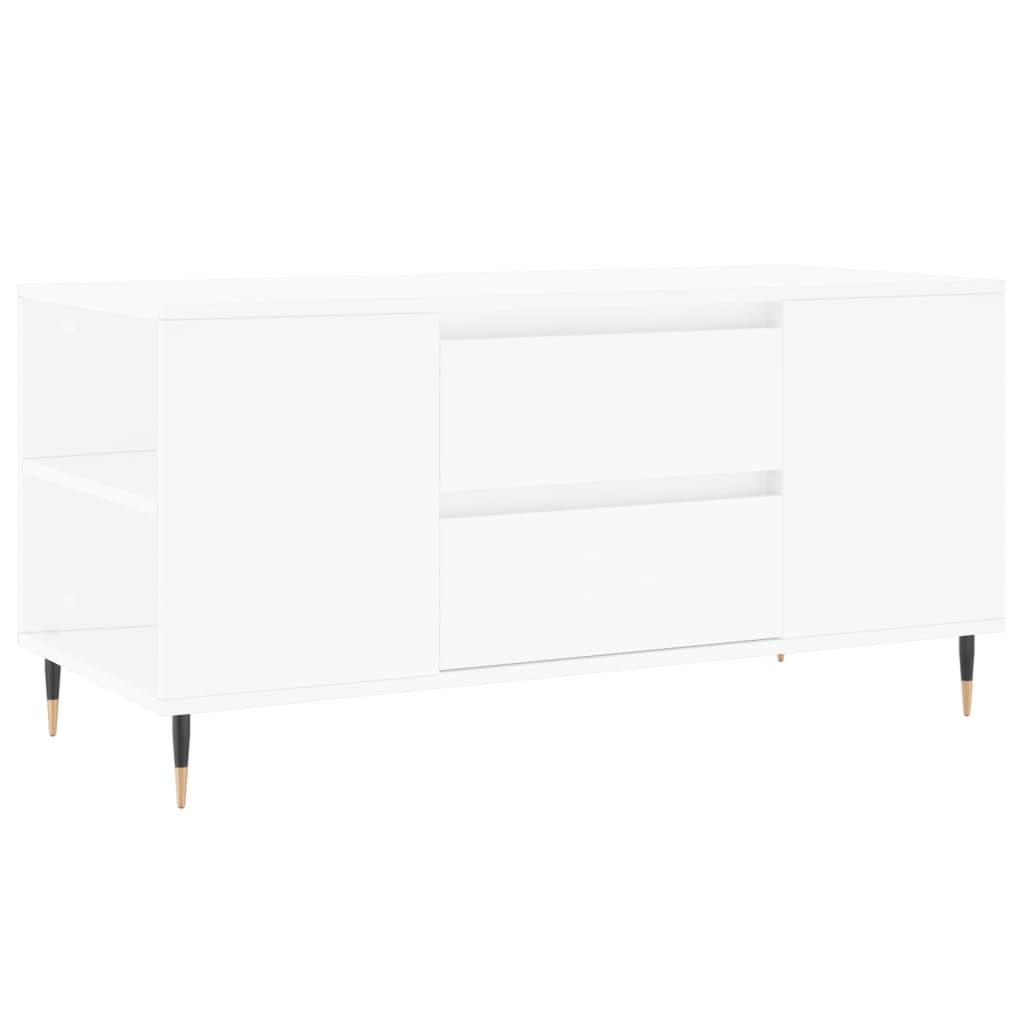 Tavolino da Salotto Bianco 102x44,5x50 cm in Legno Multistrato