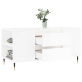 Tavolino Salotto Bianco Lucido 102x44,5x50 cm Legno Multistrato