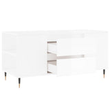 Tavolino Salotto Bianco Lucido 102x44,5x50 cm Legno Multistrato