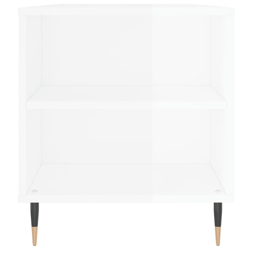 Tavolino Salotto Bianco Lucido 102x44,5x50 cm Legno Multistrato