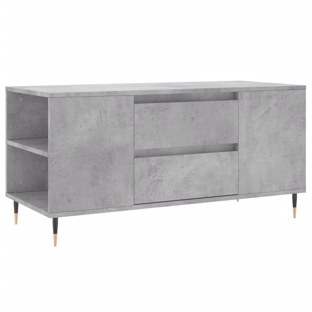 Tavolino Salotto Grigio Cemento 102x44,5x50cm Legno Multistrato