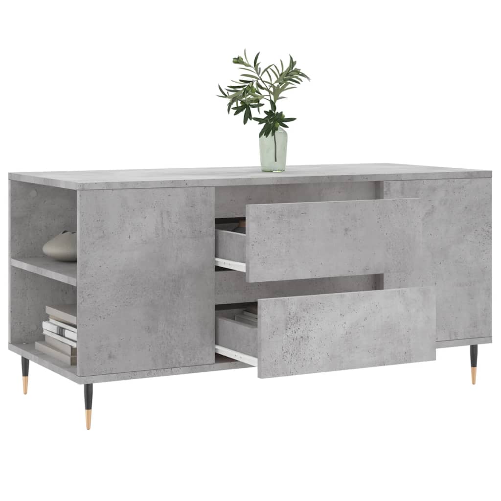 Tavolino Salotto Grigio Cemento 102x44,5x50cm Legno Multistrato