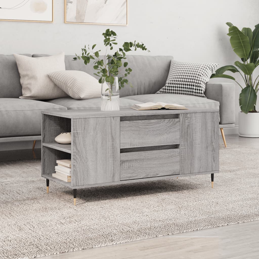 Tavolino Salotto Grigio Sonoma 102x44,5x50 cm Legno Multistrato