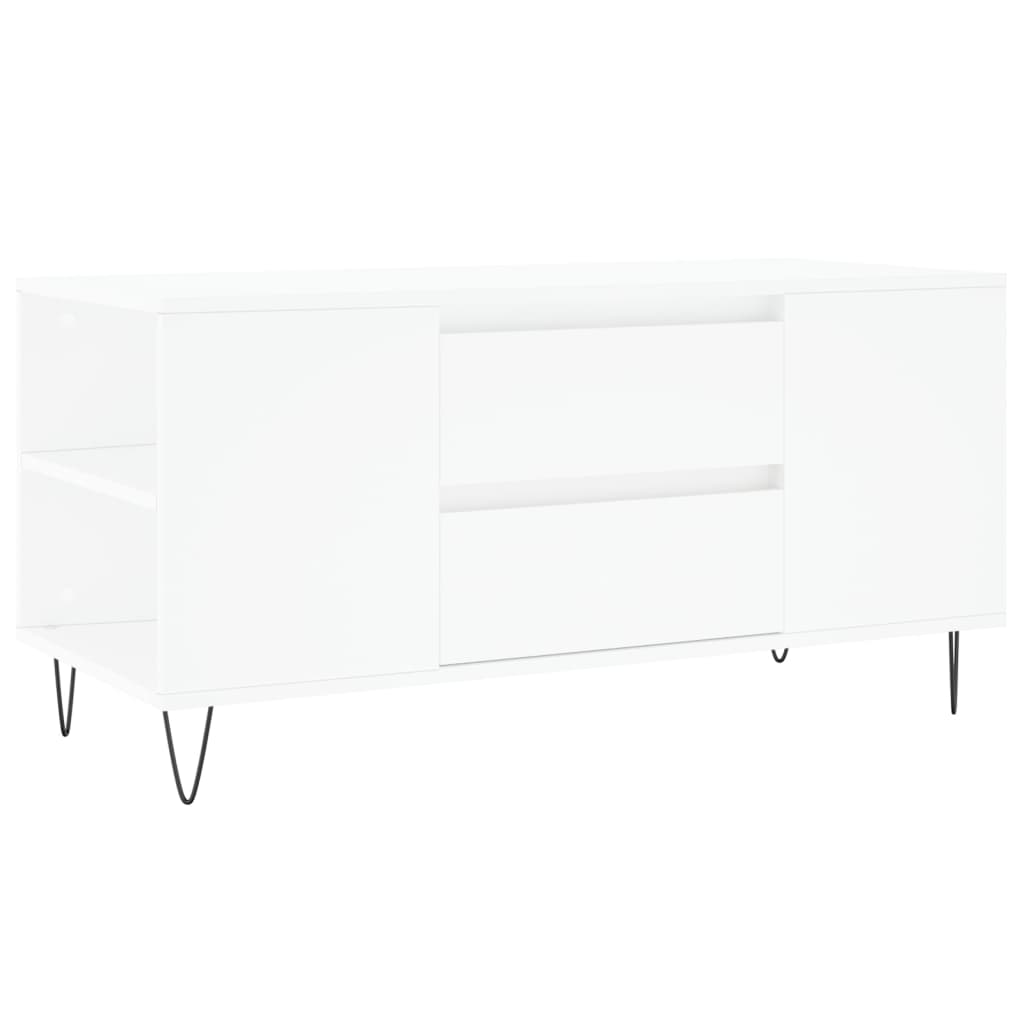 Tavolino da Salotto Bianco 102x44,5x50 cm in Legno Multistrato