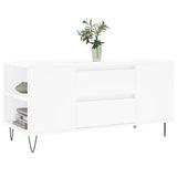 Tavolino da Salotto Bianco 102x44,5x50 cm in Legno Multistrato