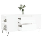 Tavolino da Salotto Bianco 102x44,5x50 cm in Legno Multistrato