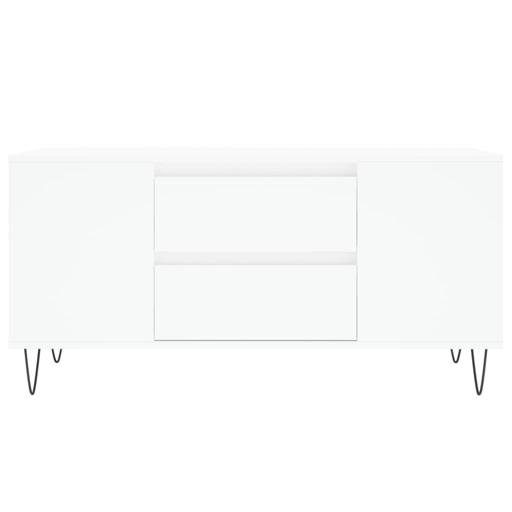 Tavolino da Salotto Bianco 102x44,5x50 cm in Legno Multistrato