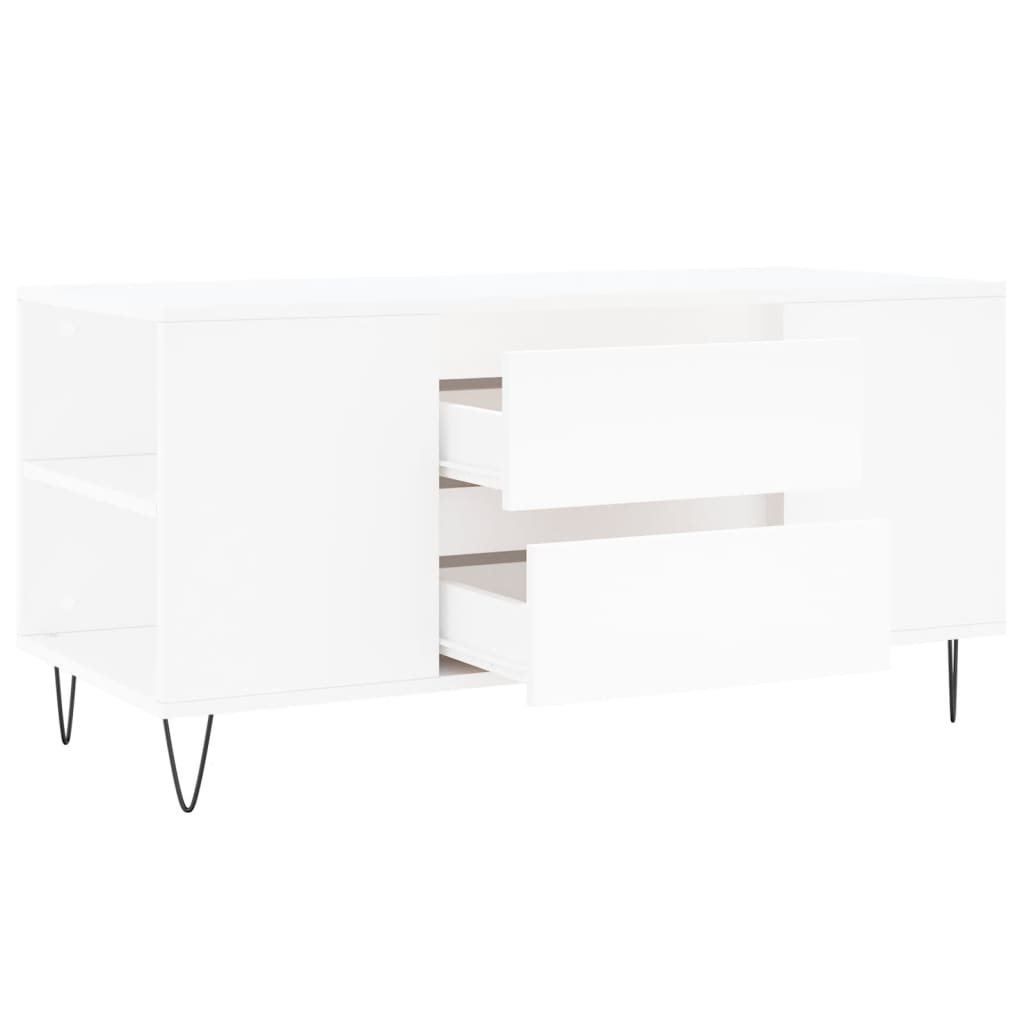 Tavolino da Salotto Bianco 102x44,5x50 cm in Legno Multistrato