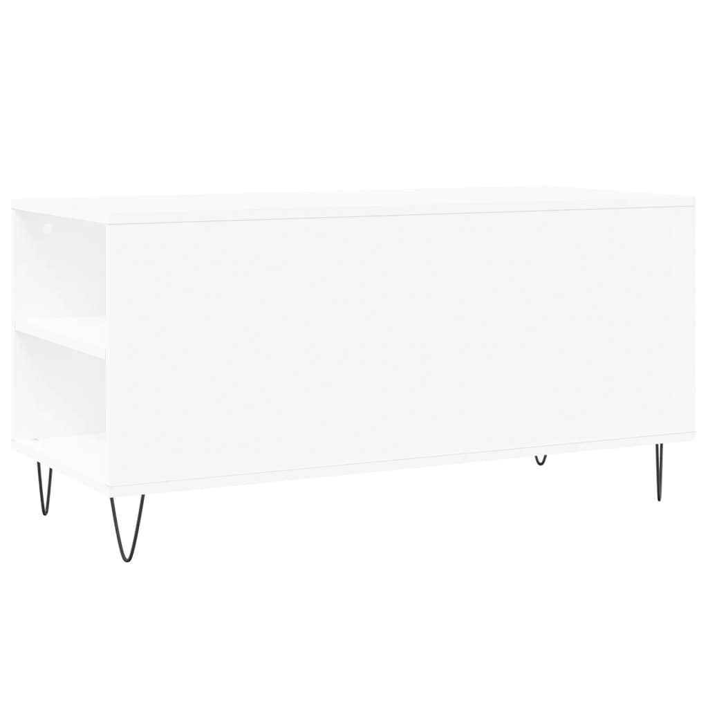 Tavolino da Salotto Bianco 102x44,5x50 cm in Legno Multistrato