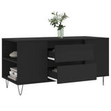 Tavolino da Salotto Nero 102x44,5x50 cm in Legno Multistrato