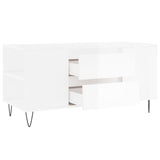 Tavolino Salotto Bianco Lucido 102x44,5x50 cm Legno Multistrato