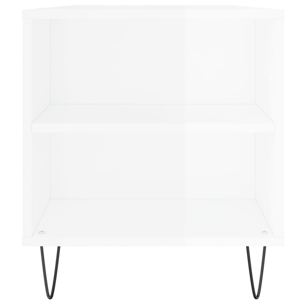 Tavolino Salotto Bianco Lucido 102x44,5x50 cm Legno Multistrato