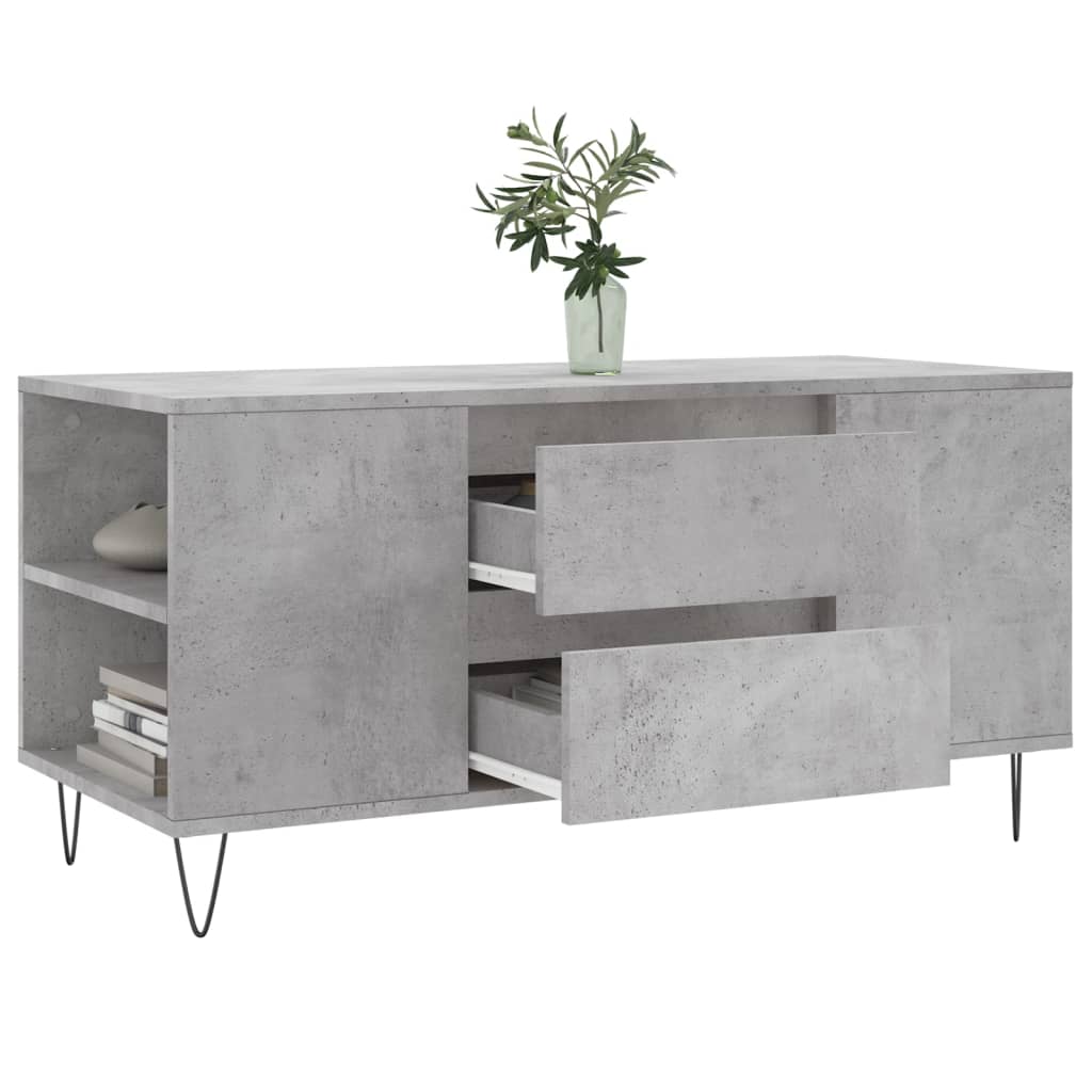 Tavolino Salotto Grigio Cemento 102x44,5x50cm Legno Multistrato