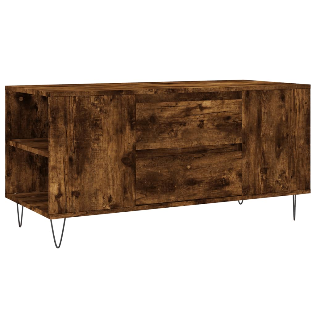 Tavolino da Salotto Rovere Fumo 102x44,5x50cm Legno Multistrato