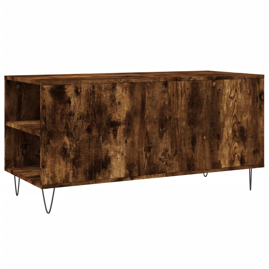 Tavolino da Salotto Rovere Fumo 102x44,5x50cm Legno Multistrato