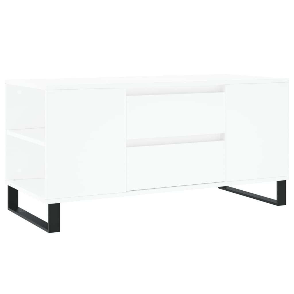 Tavolino da Salotto Bianco 102x44,5x50 cm in Legno Multistrato