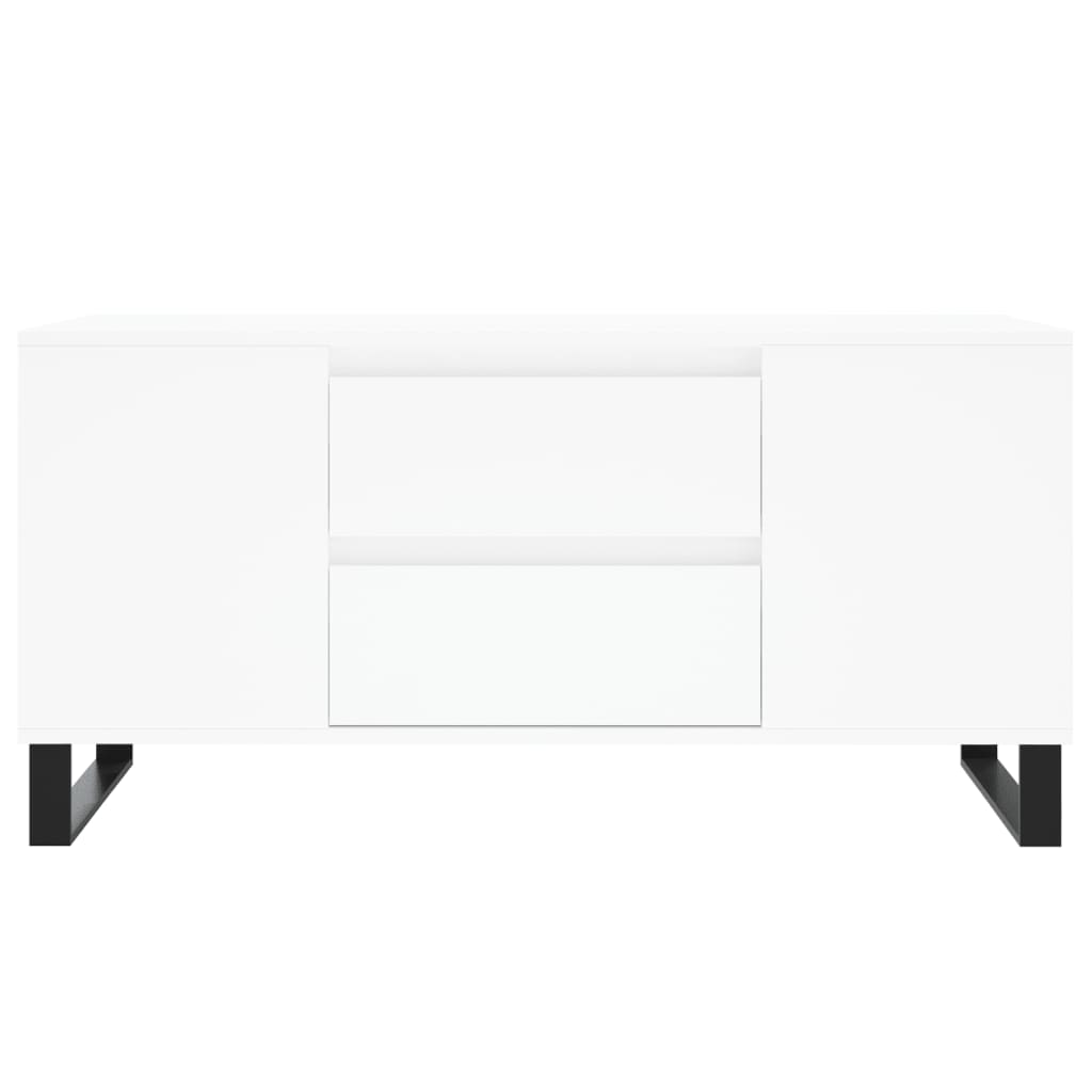 Tavolino da Salotto Bianco 102x44,5x50 cm in Legno Multistrato