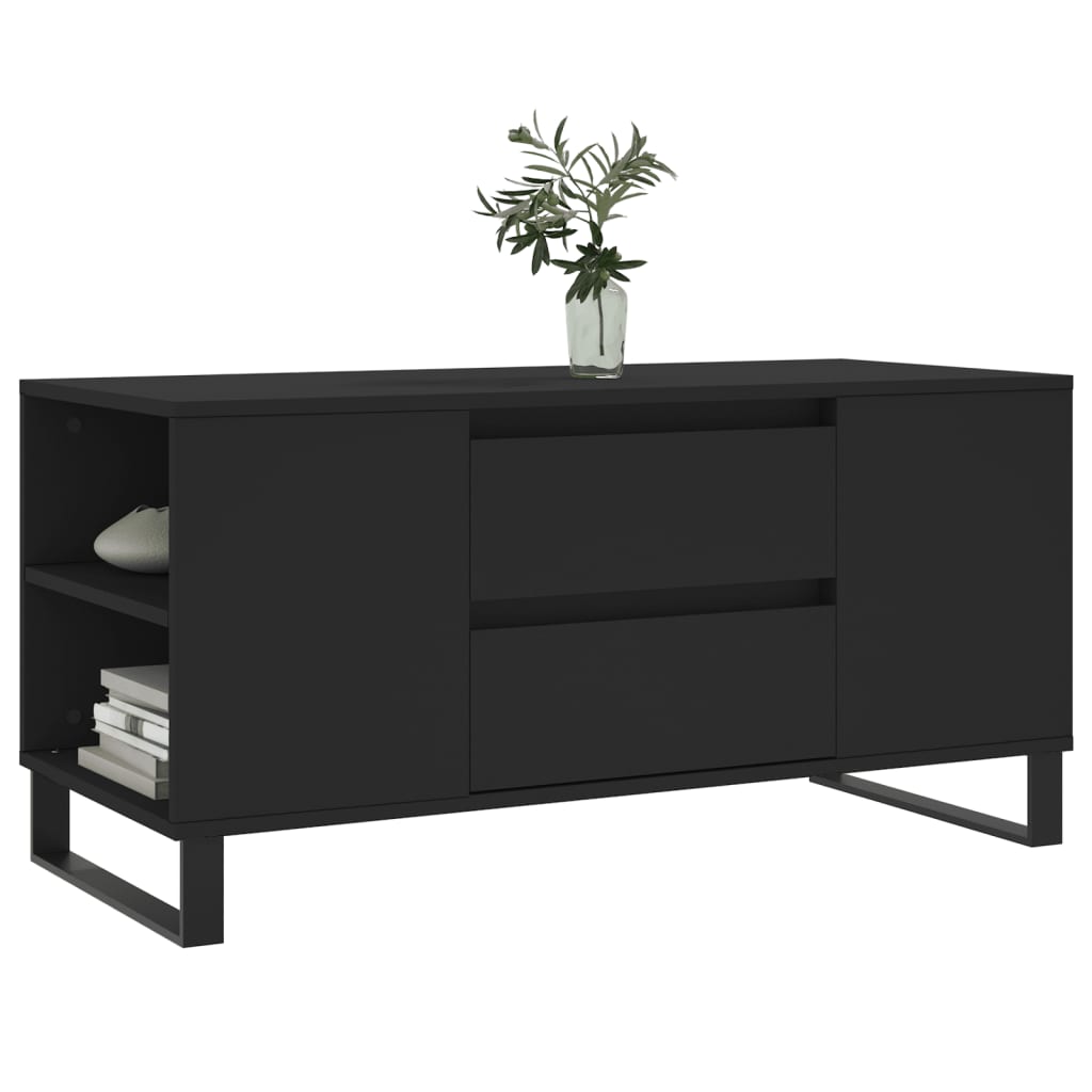 Tavolino da Salotto Nero 102x44,5x50 cm in Legno Multistrato