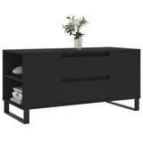 Tavolino da Salotto Nero 102x44,5x50 cm in Legno Multistrato