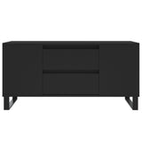 Tavolino da Salotto Nero 102x44,5x50 cm in Legno Multistrato