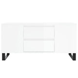 Tavolino Salotto Bianco Lucido 102x44,5x50 cm Legno Multistrato