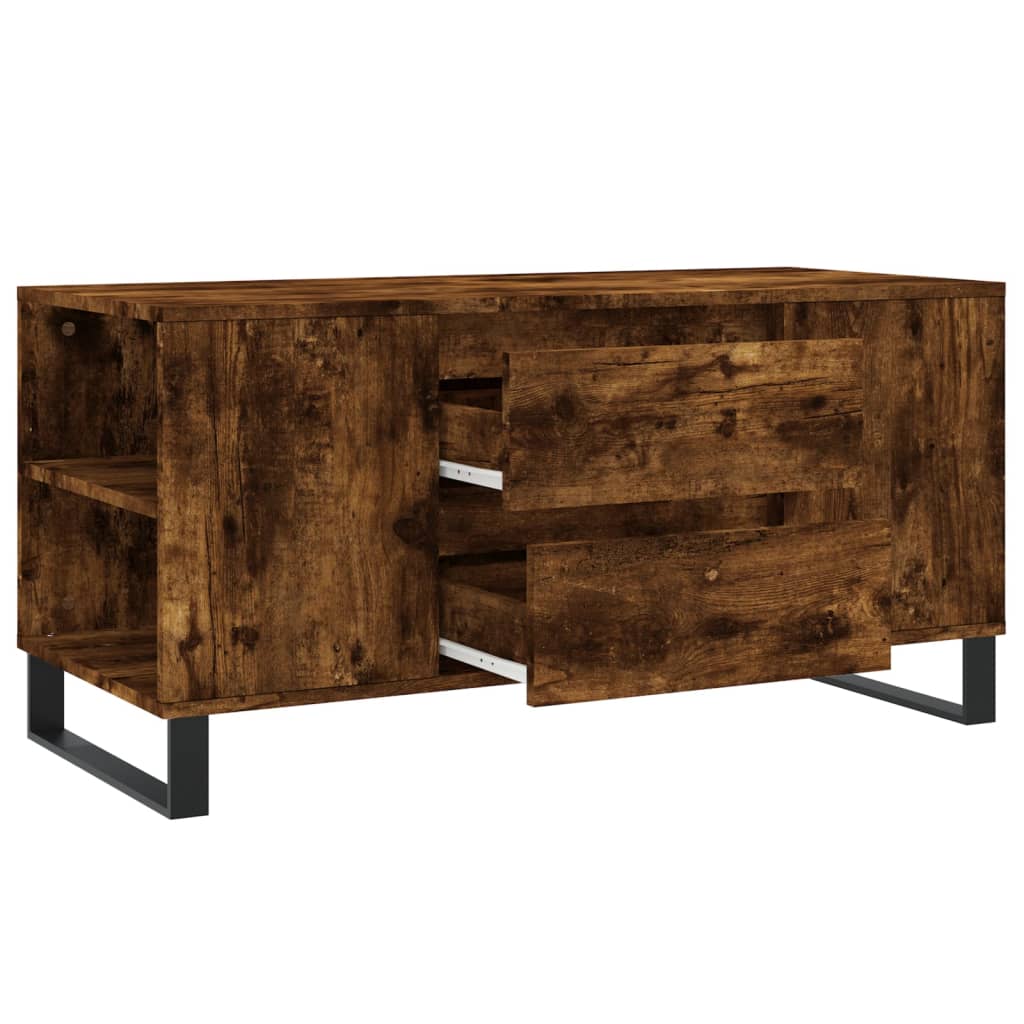 Tavolino da Salotto Rovere Fumo 102x44,5x50cm Legno Multistrato