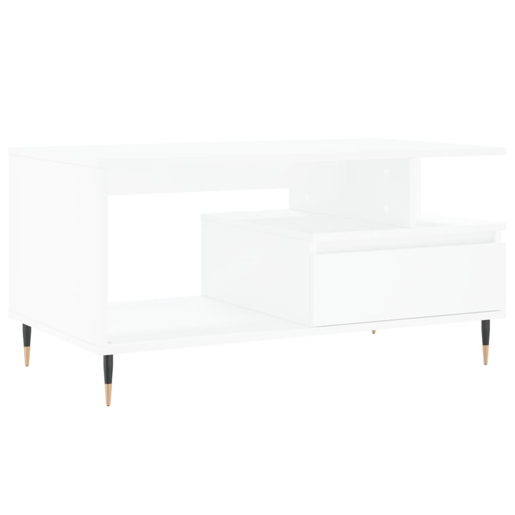 Tavolino da Salotto Bianco 90x49x45 cm in Legno Multistrato