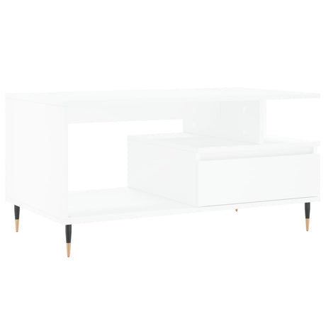 Tavolino da Salotto Bianco 90x49x45 cm in Legno Multistrato