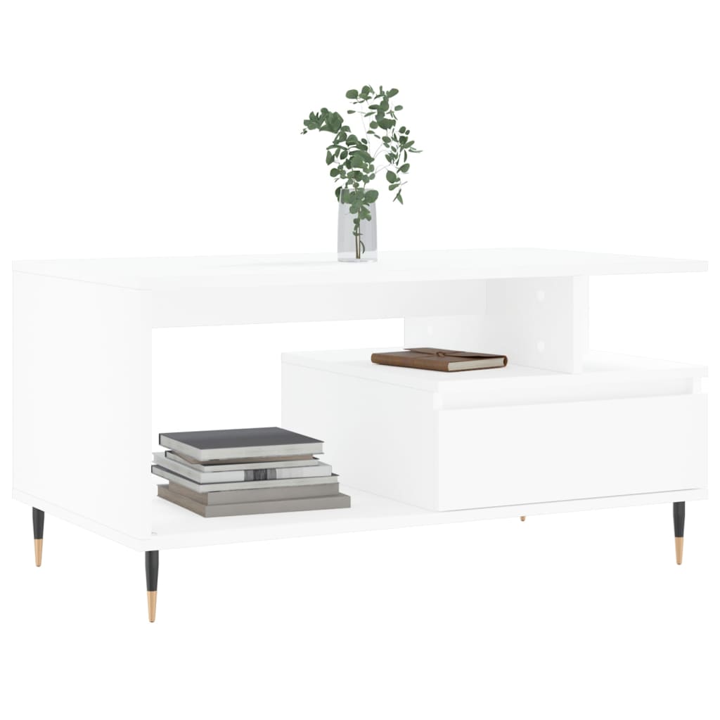 Tavolino da Salotto Bianco 90x49x45 cm in Legno Multistrato