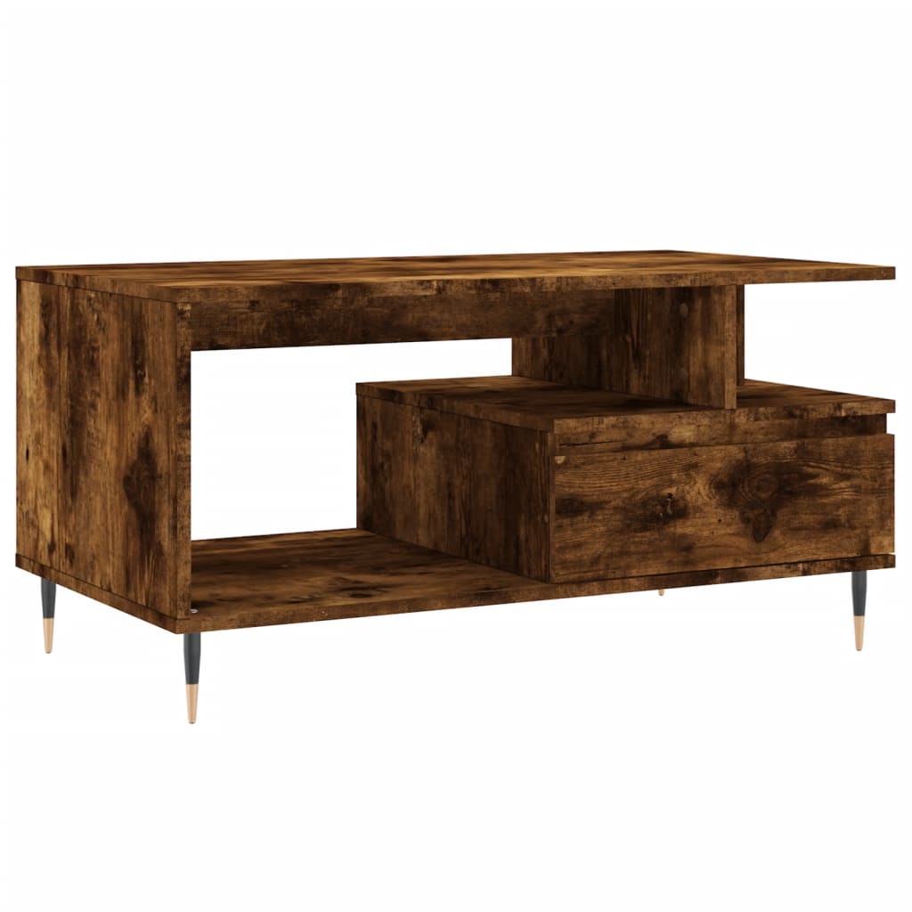 Tavolino da Salotto Rovere Fumo 90x49x45 cm Legno Multistrato