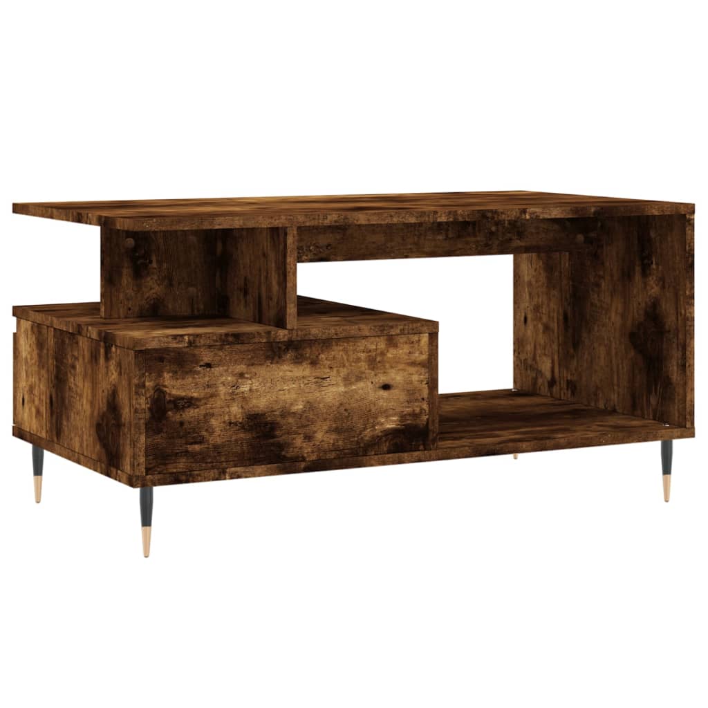 Tavolino da Salotto Rovere Fumo 90x49x45 cm Legno Multistrato