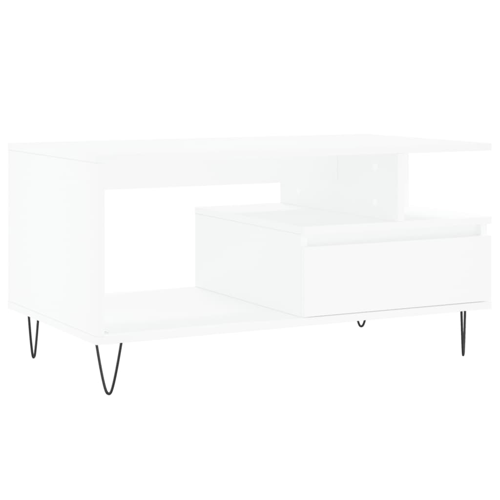 Tavolino da Salotto Bianco 90x49x45 cm in Legno Multistrato