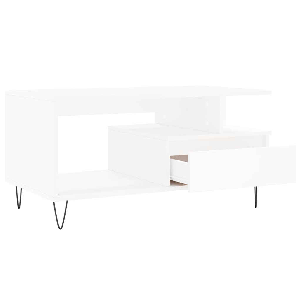 Tavolino da Salotto Bianco 90x49x45 cm in Legno Multistrato